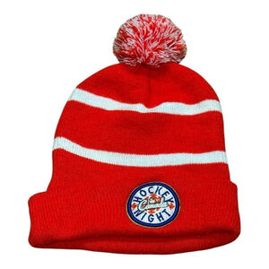 Budweiser Hat Beanie Cuffed Pom Red White Hockey Night In Canada Knit Mens